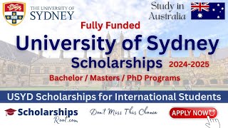 University of Sydney Scholarships for International Students in Australia 2024  Fully Funded  USYD [upl. by Asenav]