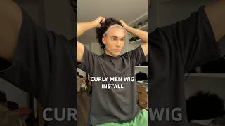 CURLY WIG INSTALL FOR MEN 🔥 wigs hairstyle curls menshair wigtutorial [upl. by Egin]