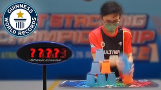 Fastest Speed Stacking EVER  Guinness World Records [upl. by Derte]