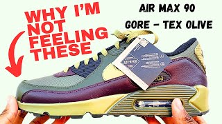 Why Im NOT feeling These Nike Air MAX 90 GORETEX OLIVE GTX  ON FEET and IN DETAIL [upl. by Goober]