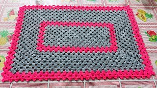 Tapete a crochet rectangular super facil economico y rapido  Aprendamos crochet paso a paso [upl. by Annawyt]