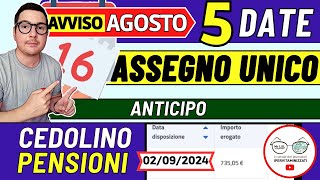 Inps PAGA 16 AGOSTO ➜ ANTICIPO DATE PAGAMENTI FERRAGOSTO ASSEGNO UNICO ADI PENSIONI NASPI BONUS 730 [upl. by Hennebery]