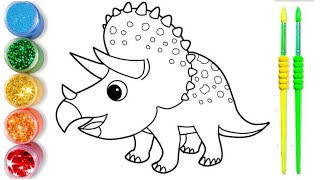 How to draw a Triceratops dinosaur drawing for kids  learn to draw a dinosaur drawing [upl. by Llien942]