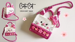 Crochet cat bag  subtitle [upl. by Yurik]