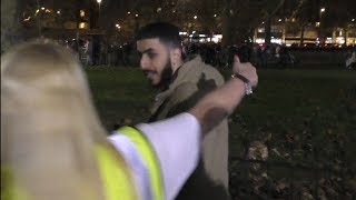 BLONDE GIRL TRIES HUGGING ALI DAWAH  SPEAKERS CORNER [upl. by Norby]