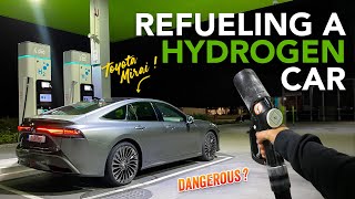 How to fuel a HYDROGEN car  Toyota Mirai 182 hp  POV drive [upl. by Ahk216]