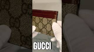 Gucci GG Supreme Card Holder Wallet  Brown  shorts unboxing luxury gucci asmr [upl. by Leahcimal]