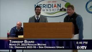 Meridian Township Board Meeting  March 21 2023 [upl. by Ahtaela]