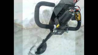 My Homemade Electric Ice Auger Using 2000 lb 12V DC Winch [upl. by Einram]