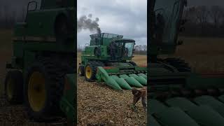 John Deere 8820 Combine Cold Start farmharvest combine johndeere coldstart [upl. by Atiuqal]