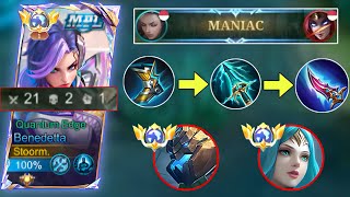 21KILLS amp MANIAC BENEDETTA BEST FULL DAMAGE BUILD amp EMBLEM 2024  BENEDETTA GAMEPLAY  MLBB [upl. by Akiemehs]