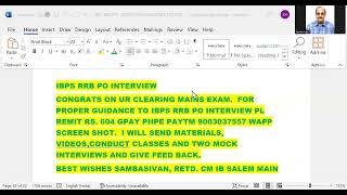 RRB PO Interviews  congratulations best wishes materials videos classes two mock interviews [upl. by Anada873]