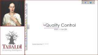 AUE2601  Topic 2F  Quality ControlIntroduction [upl. by Eirelam]