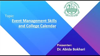 Event Management Skills and College Calendar [upl. by Fidelas]