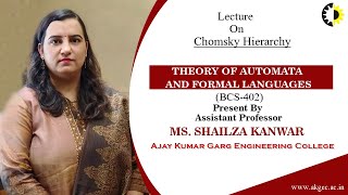 CHOMSKY HIERARCHY  THEORY OF AUTOMATA AND FORMAL LANGUAGES  LECTURE 02 BY MS SHAILZA KANWAR [upl. by Schubert]