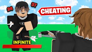 I Secretly Cheated Against 100 Players Roblox BedWars [upl. by Eecyaj]