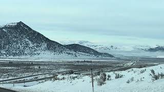 Driving US 395 through the Eastern Sierra Nevada Mountains north to Mono Lake February 2024 [upl. by Refinney972]