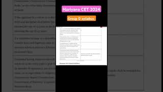 Haryana CET 2024 Group D Syllabus Latest Update cet ytshorts youtubeshorts [upl. by Salem61]