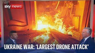 Largest drone attack of the war hits Kyiv  Ukraine War [upl. by Mond860]