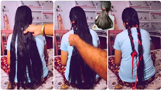 Unbraiding long folded braid with ribbon baal lambebaal hairstyle braids ribbon ribb [upl. by Rambow]