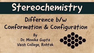 Stereochemistry Difference Between Conformation amp Configuration by Dr Monika Gupta [upl. by Slotnick]