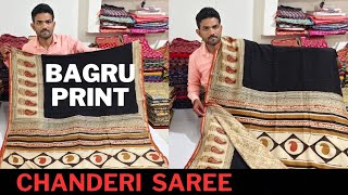 Chanderi silk sarees wholesaler  Bagru print  Chanderi saree [upl. by Dranoel]