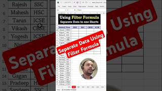 Filter Formula Separate Data in One Click  Filter Formula in Excel  Filter Formula  ytshorts [upl. by Siugram]