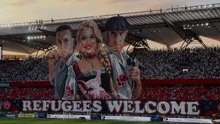 “Refugees welcome” oprawa Legii w meczu z Zagłębiem  “Cała Polska śpiewa z nami w z uchodźcami” [upl. by Wight]