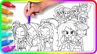 EQUESTRIA GIRLS Coloring Pages  Dazzlings Returns How to color My Little Pony MLP [upl. by Aihsemak937]