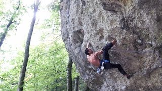 Onsight Attempt  Noah in Jump into the Fire 7b 9  Frankenjura Megalumania [upl. by Adnirol]