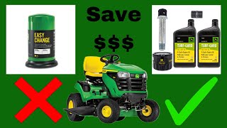 How To Install A John Deere Easy Change Oil Filter Conversion Kit  For All John Deere Lawn Tractors [upl. by Nyleda]