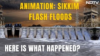 Sikkim Flash Floods Animation  Dam Breached Bridges Washed Away Sikkim Floods Brutal Aftermath [upl. by Thornburg660]