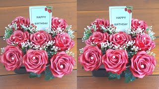 DIY FLOWER BOX  FLOWER BOX WITH SATIN RIBBON  GIFT BIRTHDAY [upl. by Brodeur31]