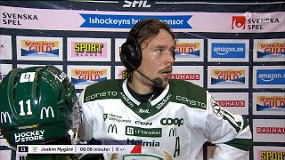 Joakim Nygård efter första perioden  Intervju  Örebro HK  Färjestad BK  20241012 [upl. by Amarette]