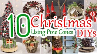 10 Simple Christmas Decorations Using Pine Cones  DIY Christmas Decor [upl. by Ennovihs]