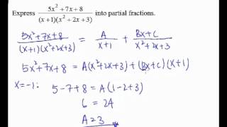 5 Partial Fractions  Example 3 partial fractions with nonfactorizable quadratic factor [upl. by Anaile]