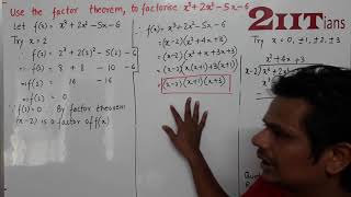 FACTORISATION Ex6 Q14 Class X ICSE  IIT JEE Use factor theorem to factorise x3  2x2 – 5x – 6 [upl. by Hamid514]