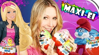 KINDER ÜBERRASCHUNG MAXI ÜEier von Ostern  SURPRISE EGGS  Schlümpfe mit Haus Barbie [upl. by Namyaw]