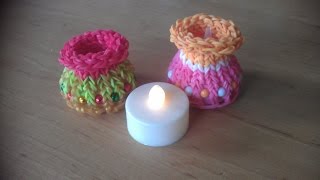 Rainbow loom kaarsen houder voor LED waxine lichtje op batterijen original design [upl. by Nlocnil]