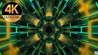 7 hour 4k VJ loop Metallic Green color Relaxing background Abstract Video neon tunnel screensaver [upl. by Eisdnil]