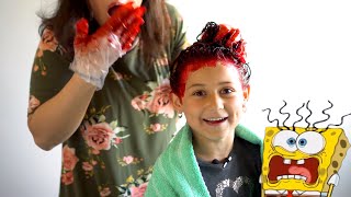 RED HAIR • FIRST TIME COLORING HAIR • HOME SALON • Mommy daughter fun kids video [upl. by Gettings90]