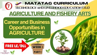 TLE Grade 7 Quarter 2  AFA Week 1 Part 1 AGRICULTURE AND FISHERY ARTS  Careers and Business [upl. by Quintilla356]