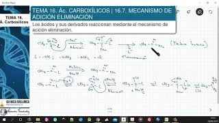 TEMA 16 ÁCIDOS CARBOXÍLICOS  1617 MECANISMO DE ADICIÓN ELIMINACIÓN [upl. by Nimzzaj328]