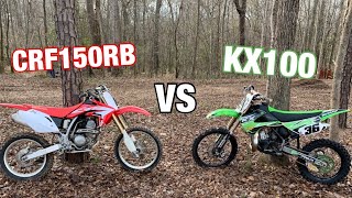 CRF150RB VS KX100  side by side comparison [upl. by Maro]