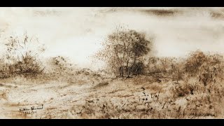 Tonalism Landscape Painting Winsor Newton Vandyke Brown [upl. by Ermey]