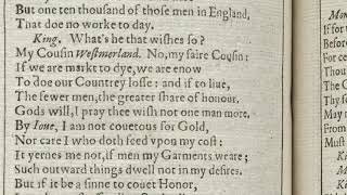 St Crispins Day Speech from Shakespeares quotLife of Henry Vquot read in late Elizabethan Pronunciation [upl. by Franciscka183]