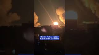 Moment nuclearcapable Russian missile hits Ukraine [upl. by Illil]