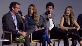 Paper Towns Cast Interview with Cara Delevingne Nat Wolff Halston Sage [upl. by Nyllij]