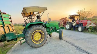 PB1886 में धान की थ्रेसिंग John Deere 5050  Eicher 485 with Punjab Thresher 13 क्विंटल प्रति बीघा [upl. by Dranyar295]