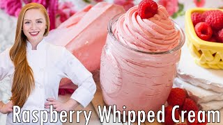 The BESTEver Raspberry Whipped Cream Frosting Recipe Extra FLUFFY amp Fruity With REAL Fruit [upl. by Sofer70]